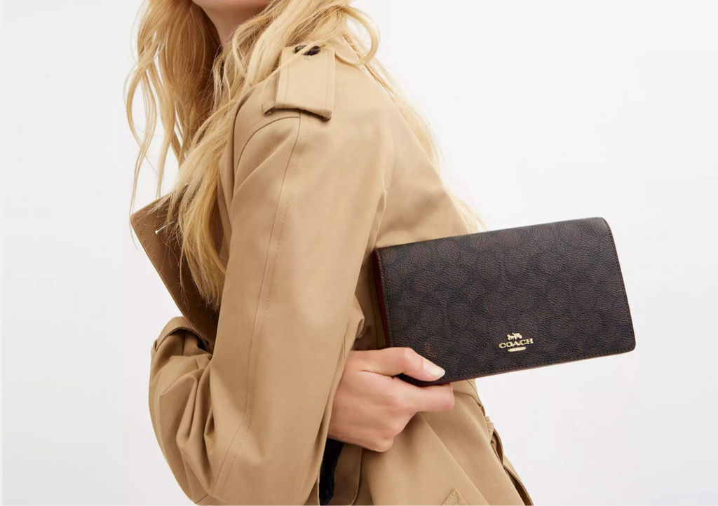 NWT Coach Anna Foldover Clutch Crossbody Bag In Signature Canvas