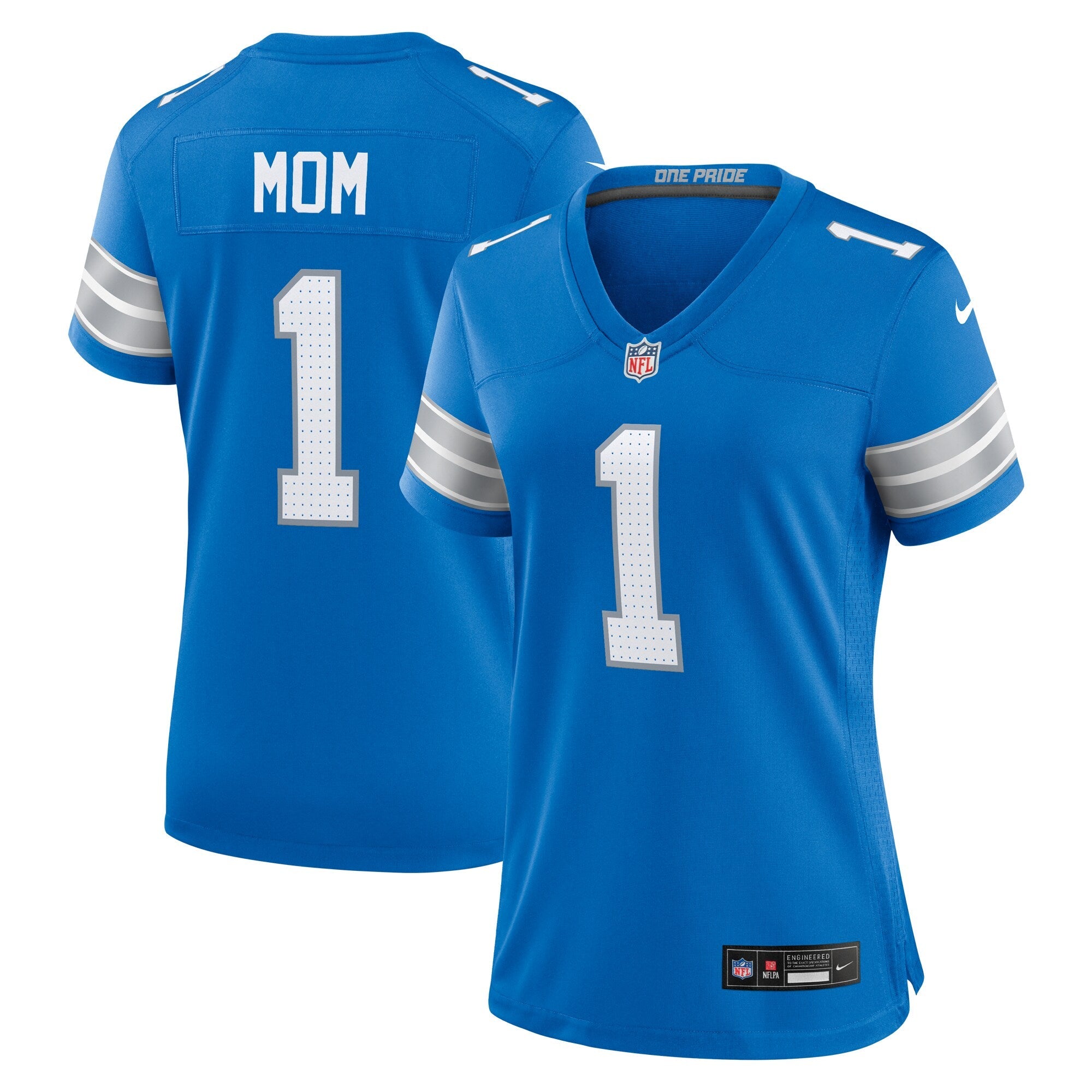Detroit Lions Number 1 Mom Blue Game Jersey