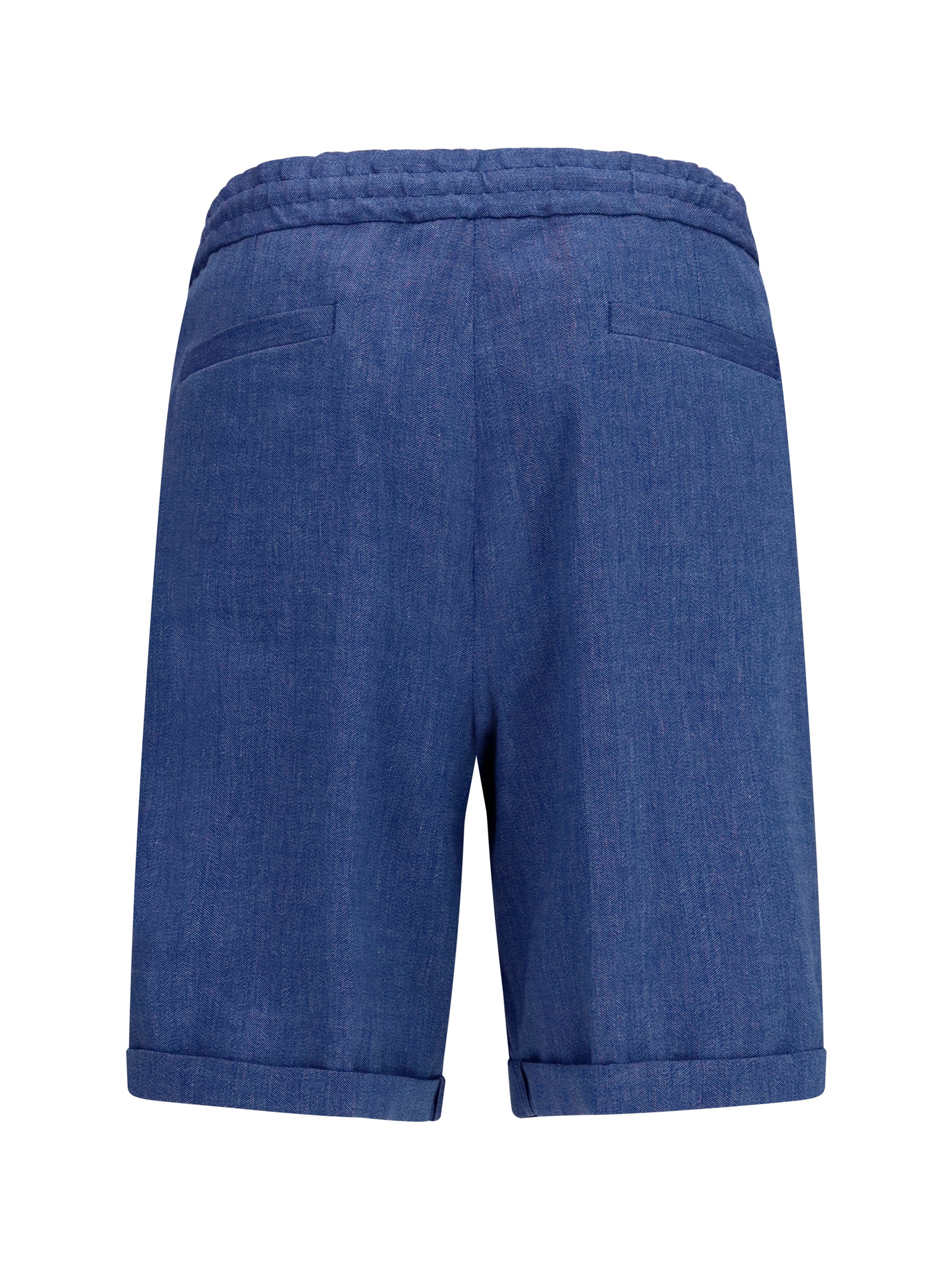 Brunello Cucinelli Men Linen And Virgin Wool Chevron Bermuda Shorts