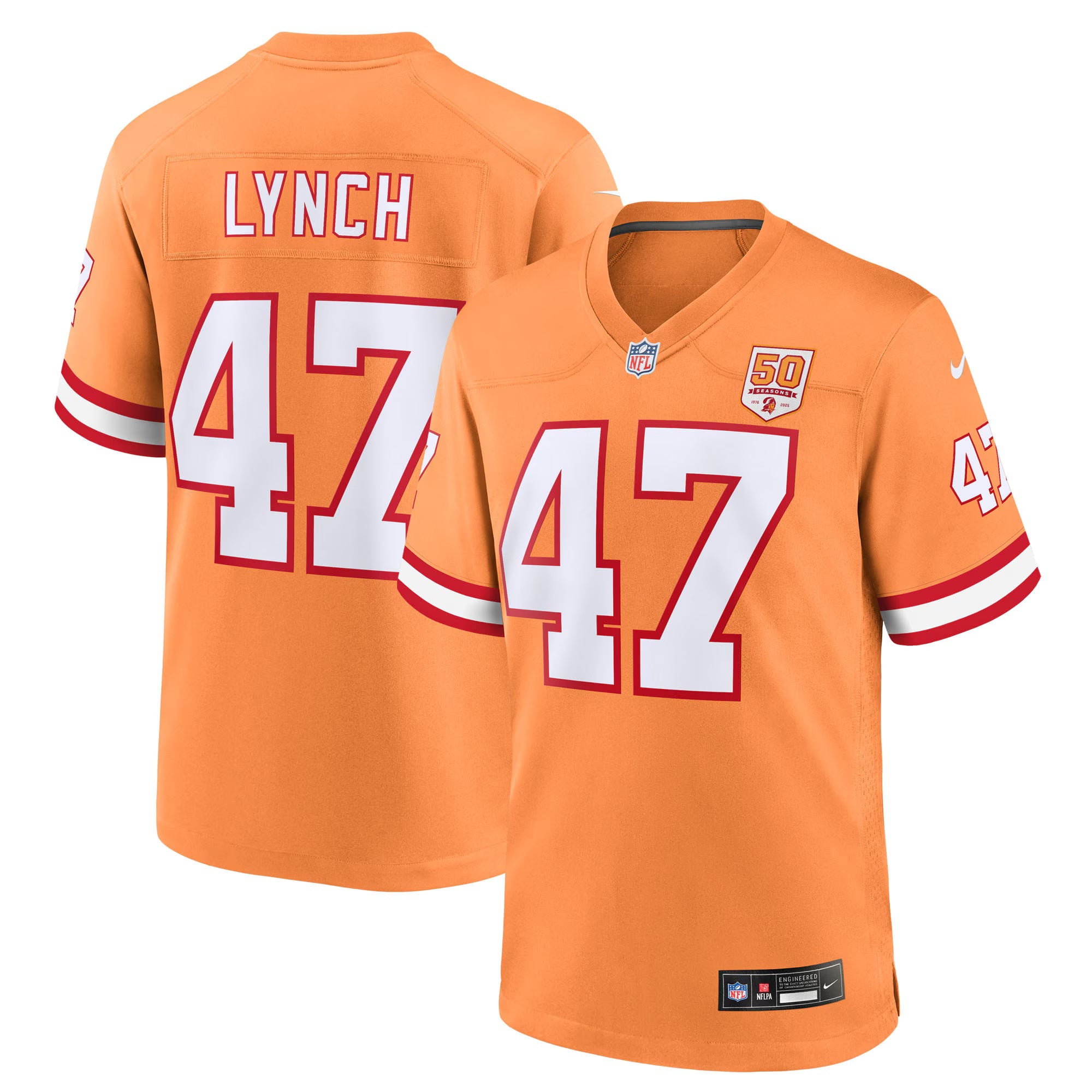 Tampa Bay Buccaneers John Lynch Creamsicle 50th Season Game Jersey