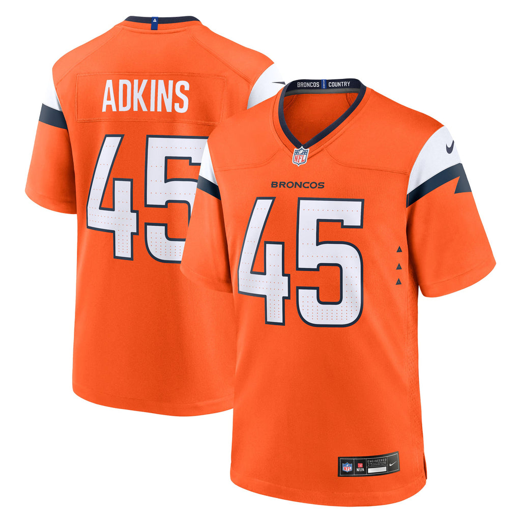 Denver Broncos Nate Adkins Orange Team Game Jersey