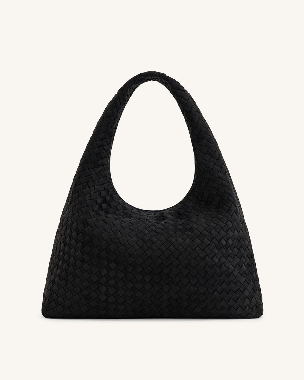 Laura Faux Suede Woven Shoulder Bag - Black