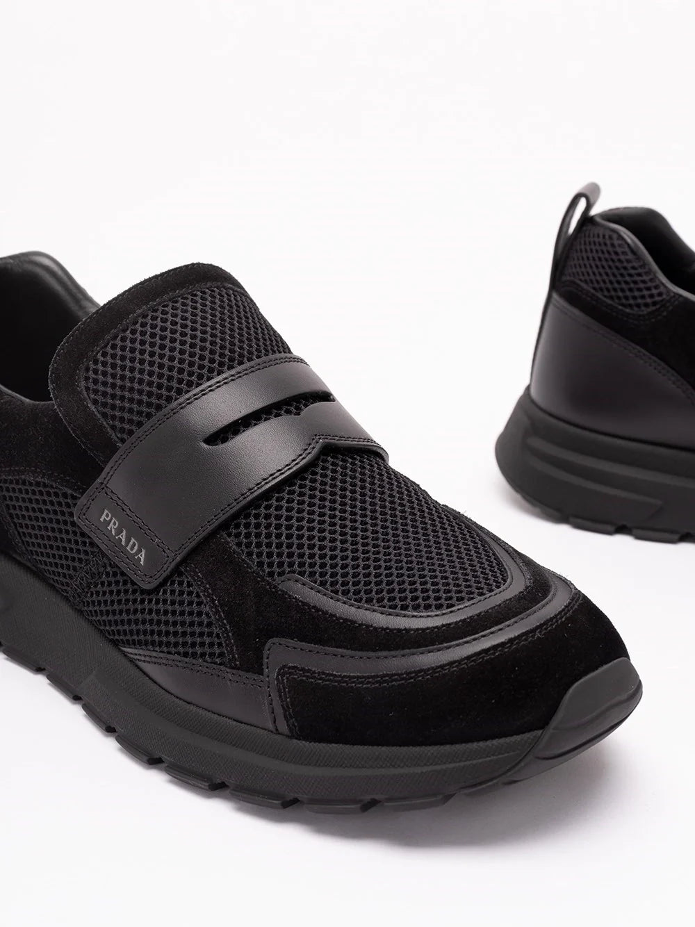 Prada Men Mesh And Leather Sneakers