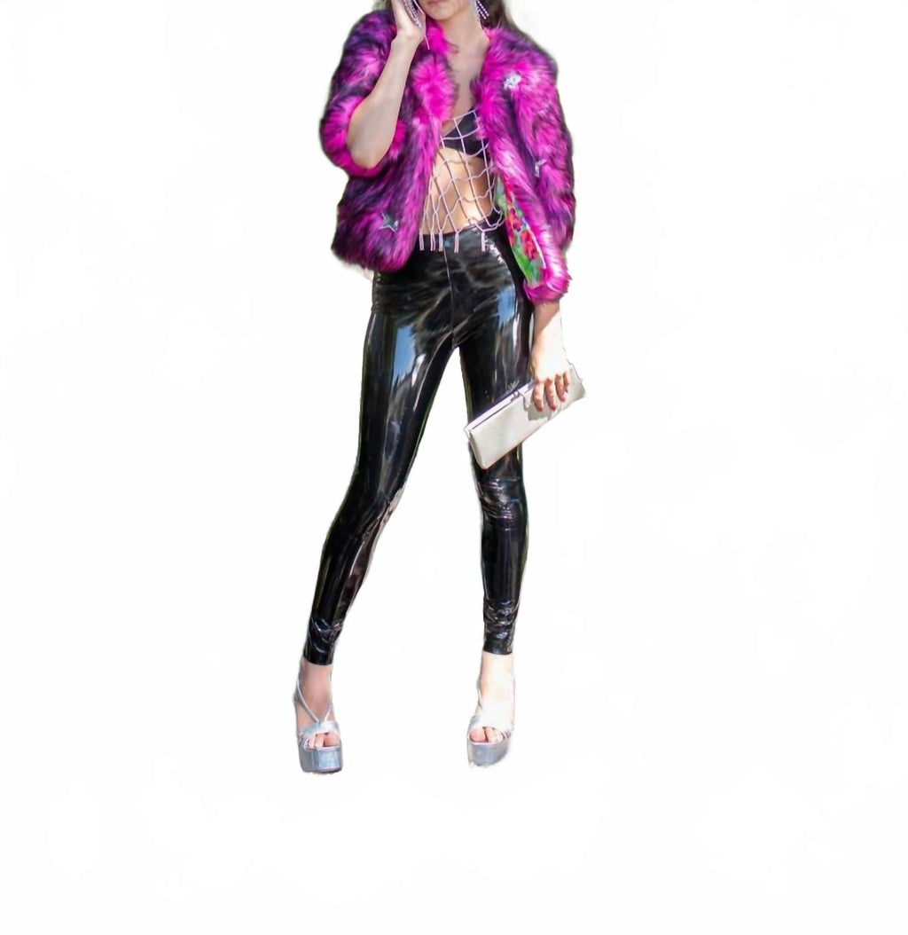 Planet Queen Faux Fur Jacket In Monster Pink