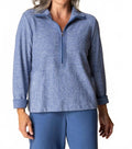 Half Zip Long Sleeve Striped Top In Marine