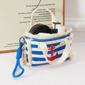 Nautical Anchor Mini Canvas Tote Bag Keychain Bag Charm