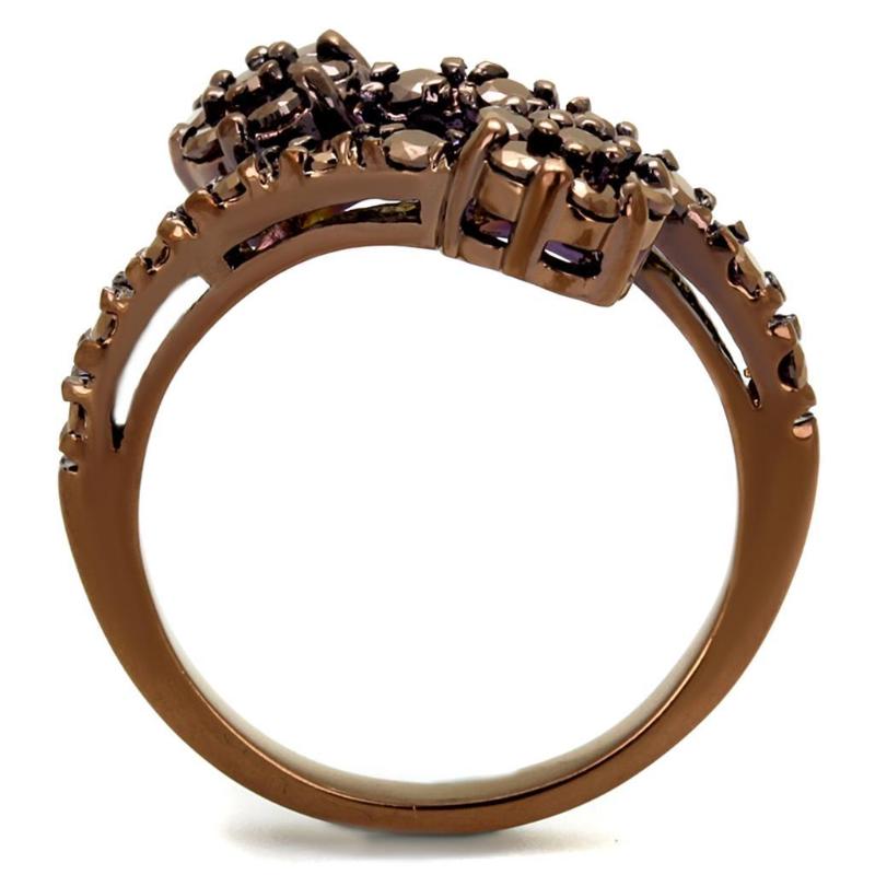 IP Coffee light Brass Ring with AAA Grade CZ in Light Coffee