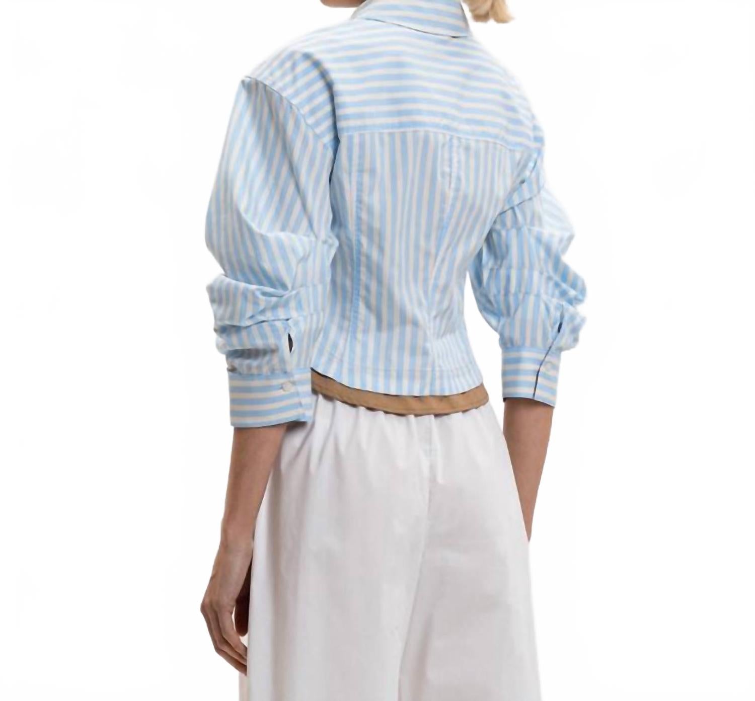 Boone Combo Shirt In Hydrangea Blue Stripe
