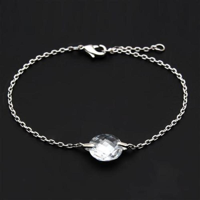 Rhodium Brass Bracelet with AAA Grade CZ in Clear