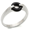 Silver 925 Sterling Silver Ring with Semi-Precious Agate in Jet