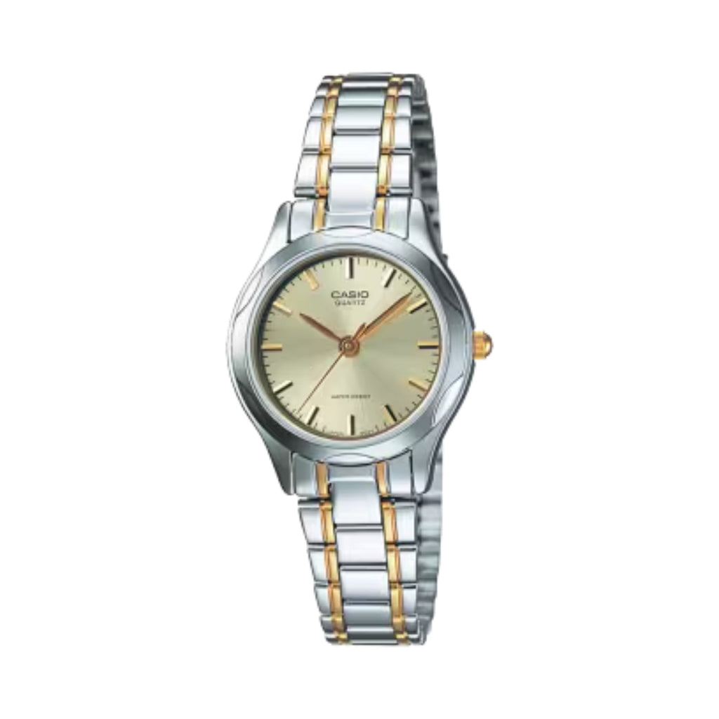 Casio Women’s Two-Tone Stainless Steel Bracelet Analog Watch Champagne Dial - LTP-1275SG-9A