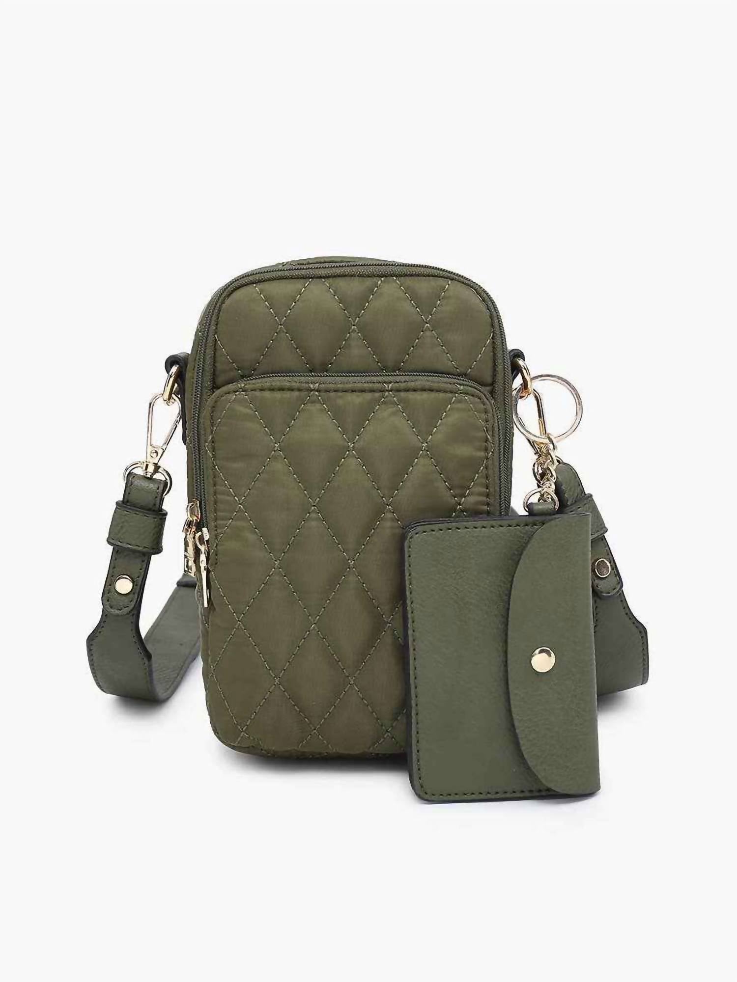 Women's Parker Quilted 3 Compartment Crossbody Bag With Pouch In Olive