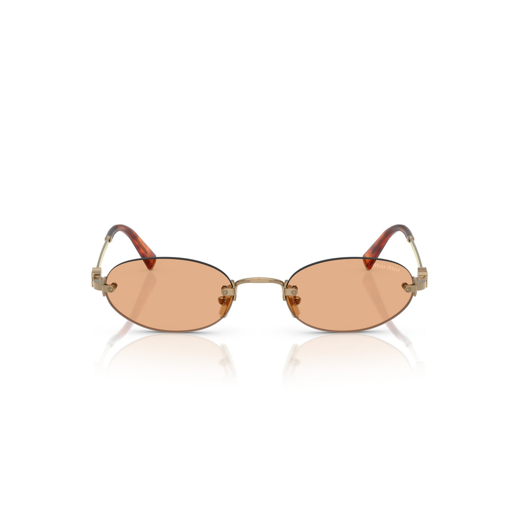 0Mu A54S Oval Sunglasses with Gold Metal Frame