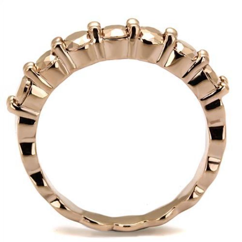 IP Rose Gold(Ion Plating) Brass Ring with AAA Grade CZ in Metallic Light Gold