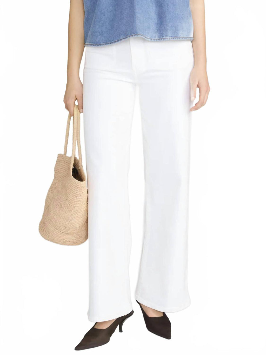 Le Slim Palazzo Modernist Pocket Pants In White