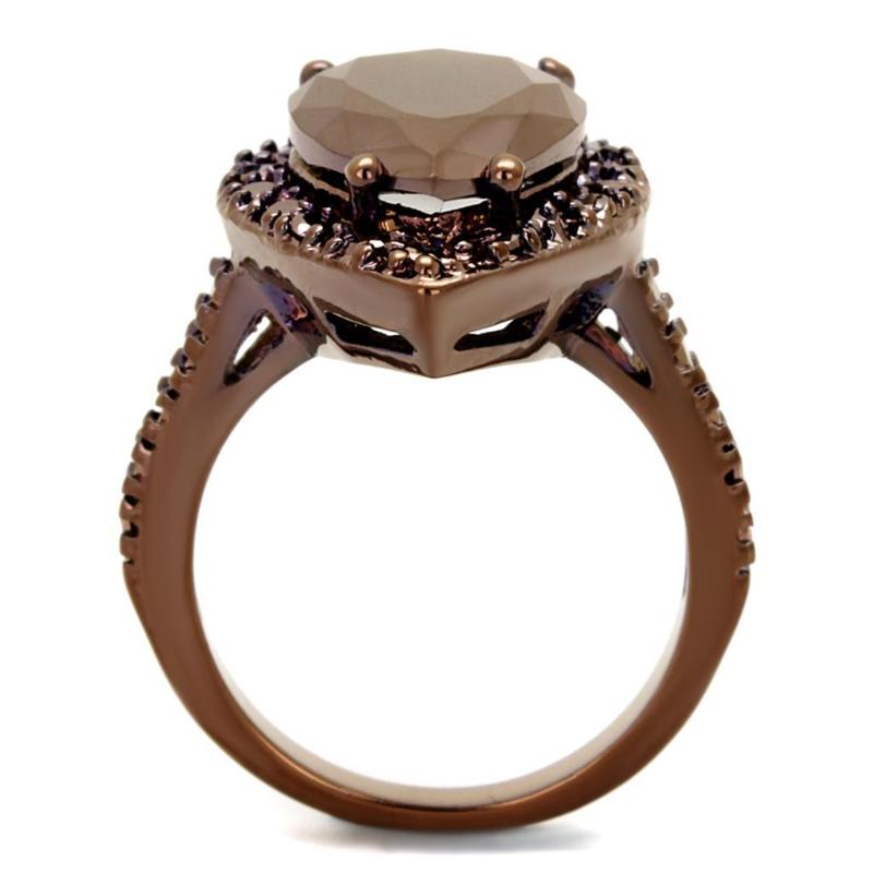 IP Coffee light Brass Ring with AAA Grade CZ in Light Coffee