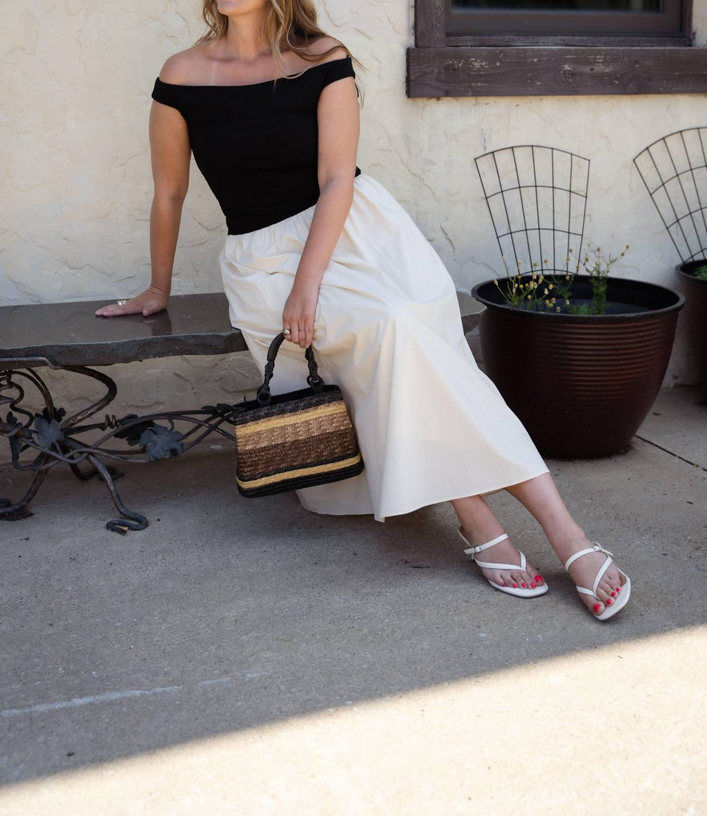 Simone Midi Dress In Black & Ecru