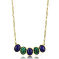 IP Gold(Ion Plating) Stainless Steel Necklace with Precious Stone Lapis in Montana