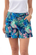 Front Pleated Shorts In Blue