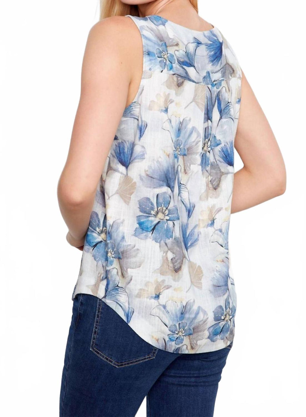 Sleeveless Linen Blouse In Serene