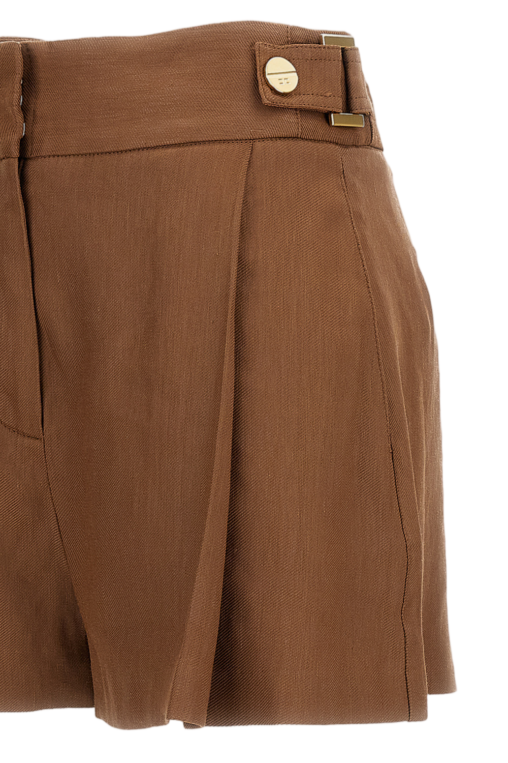 Tan Brown Linen Blend Shorts