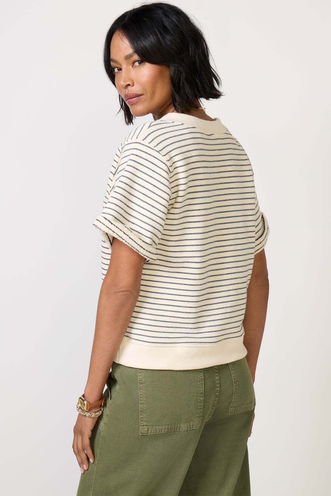 Women's Briggs Stripe V Neck Sweatshirt