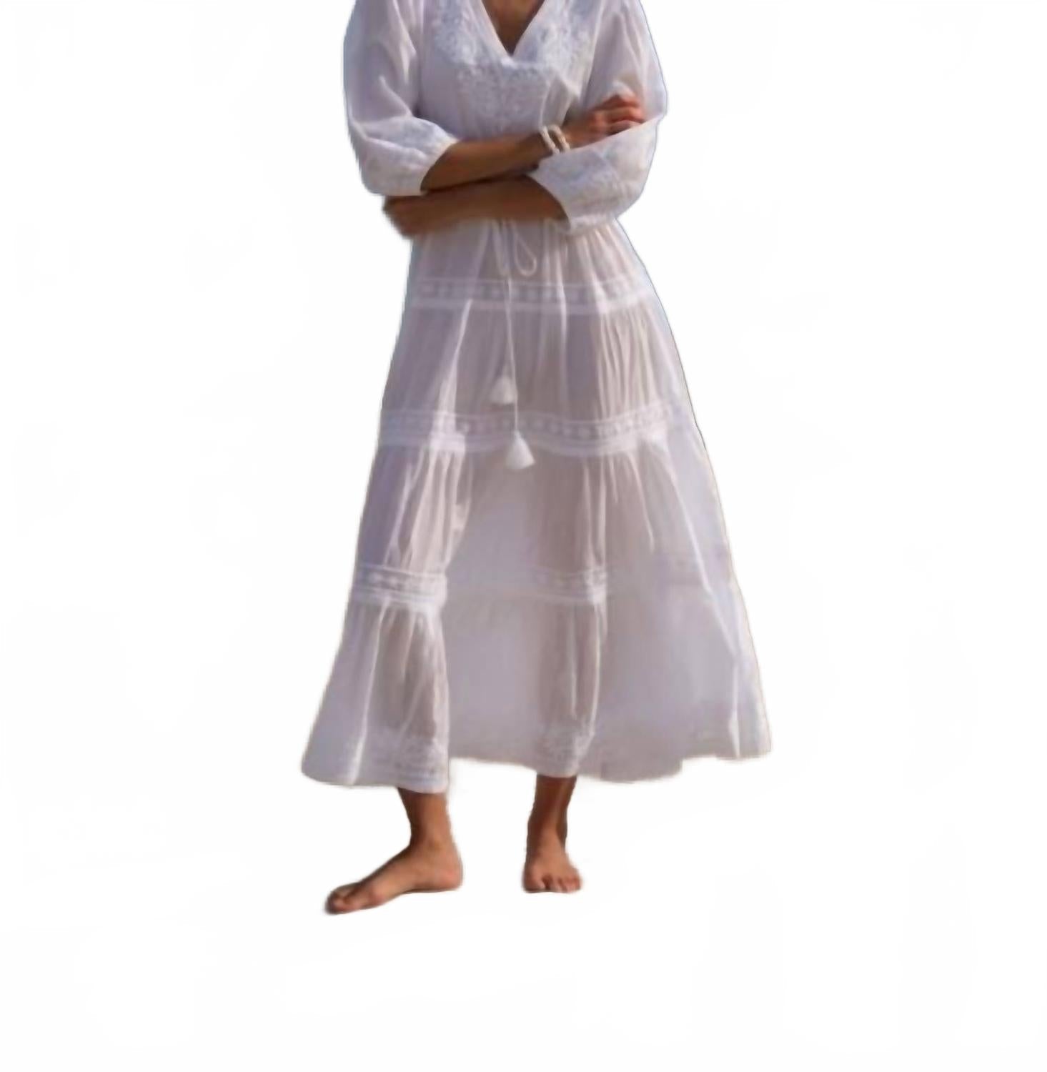 Azul Kaftan Maxi Dress In White