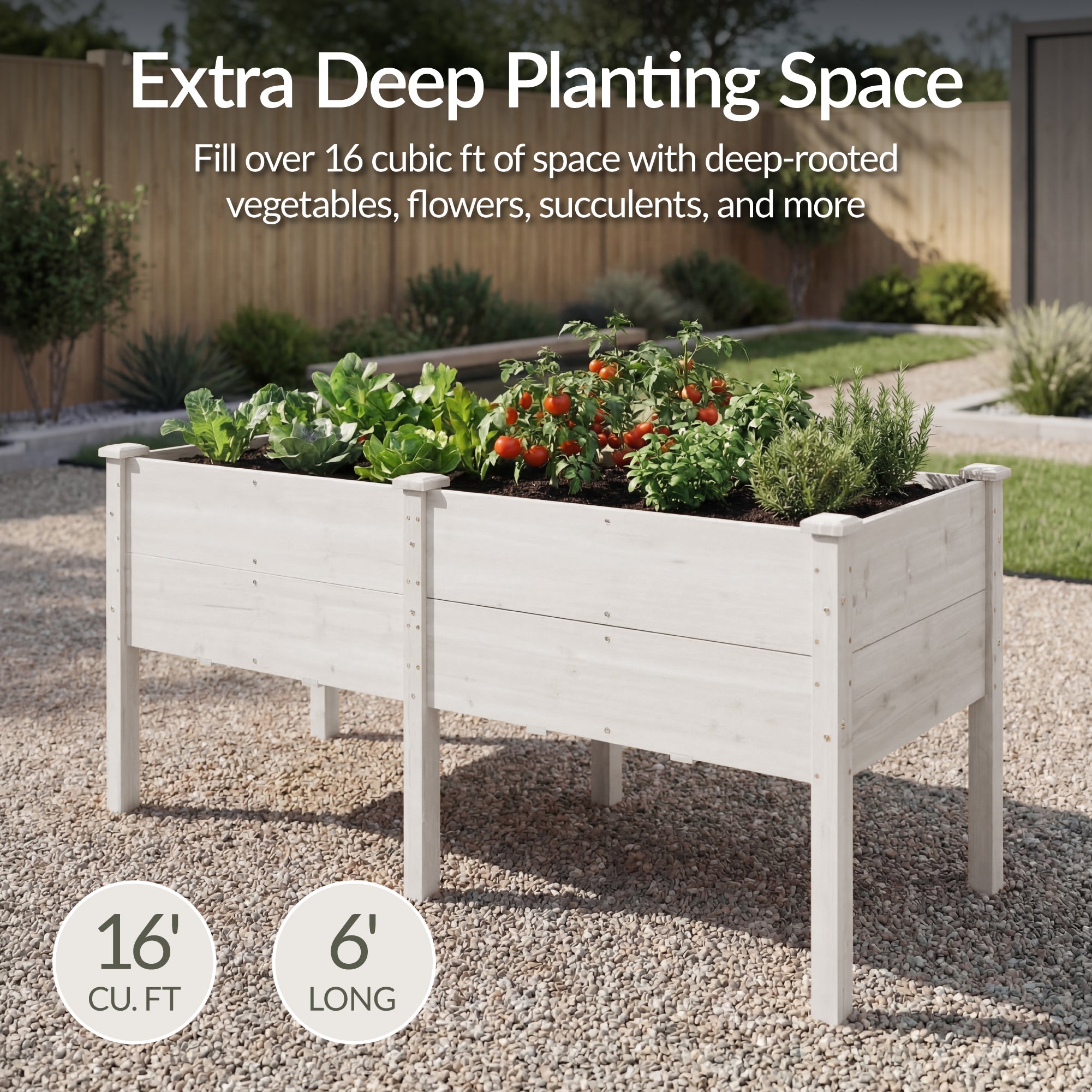 Best Choice Products 72" x 24" x 30" Raised Garden Bed, Extra Deep 16" Depth, Elevated Wood Planter Stand - White