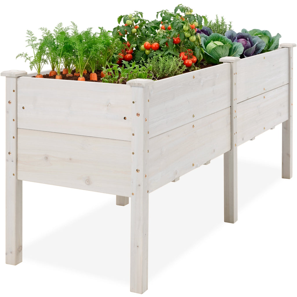 Best Choice Products 72" x 24" x 30" Raised Garden Bed, Extra Deep 16" Depth, Elevated Wood Planter Stand - White