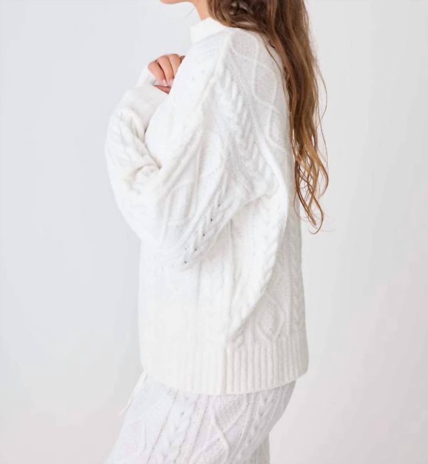 Chenille Cozy Cable Quarter Zip Sweater In Ivory