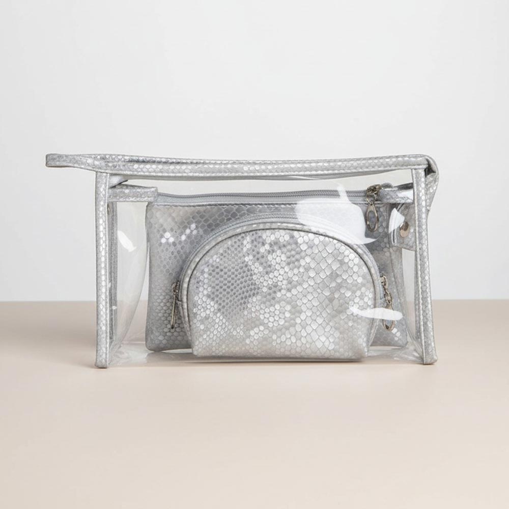 3PCS - Clear Travel Cosmetic Pouch Bag Set