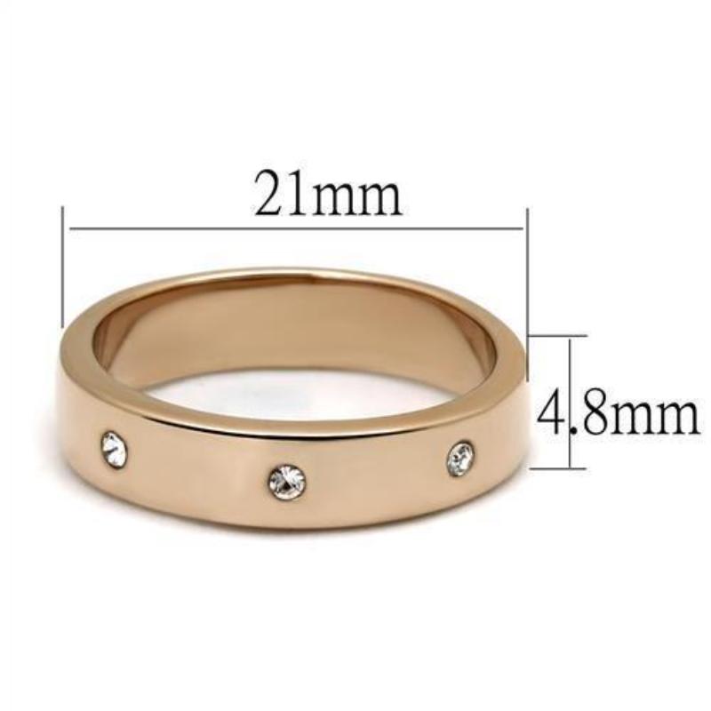 IP Rose Gold(Ion Plating) Stainless Steel Ring with Top Grade Crystal in Clear