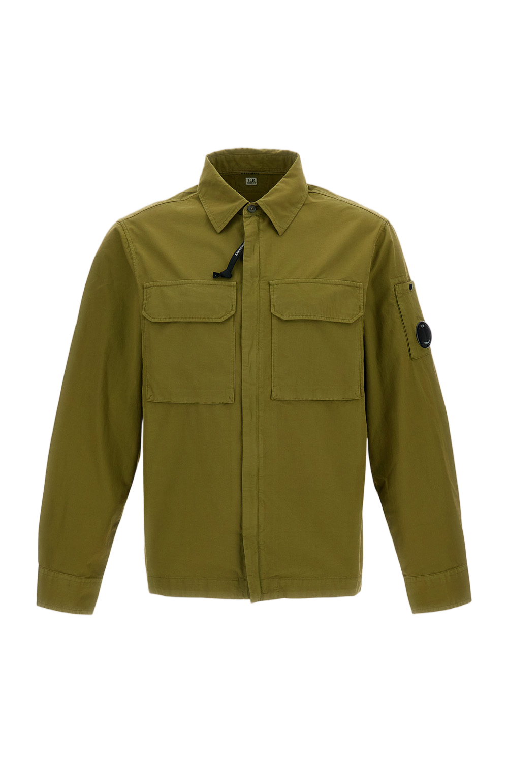 Green Organic Gabardine Zip-Up Overshirt