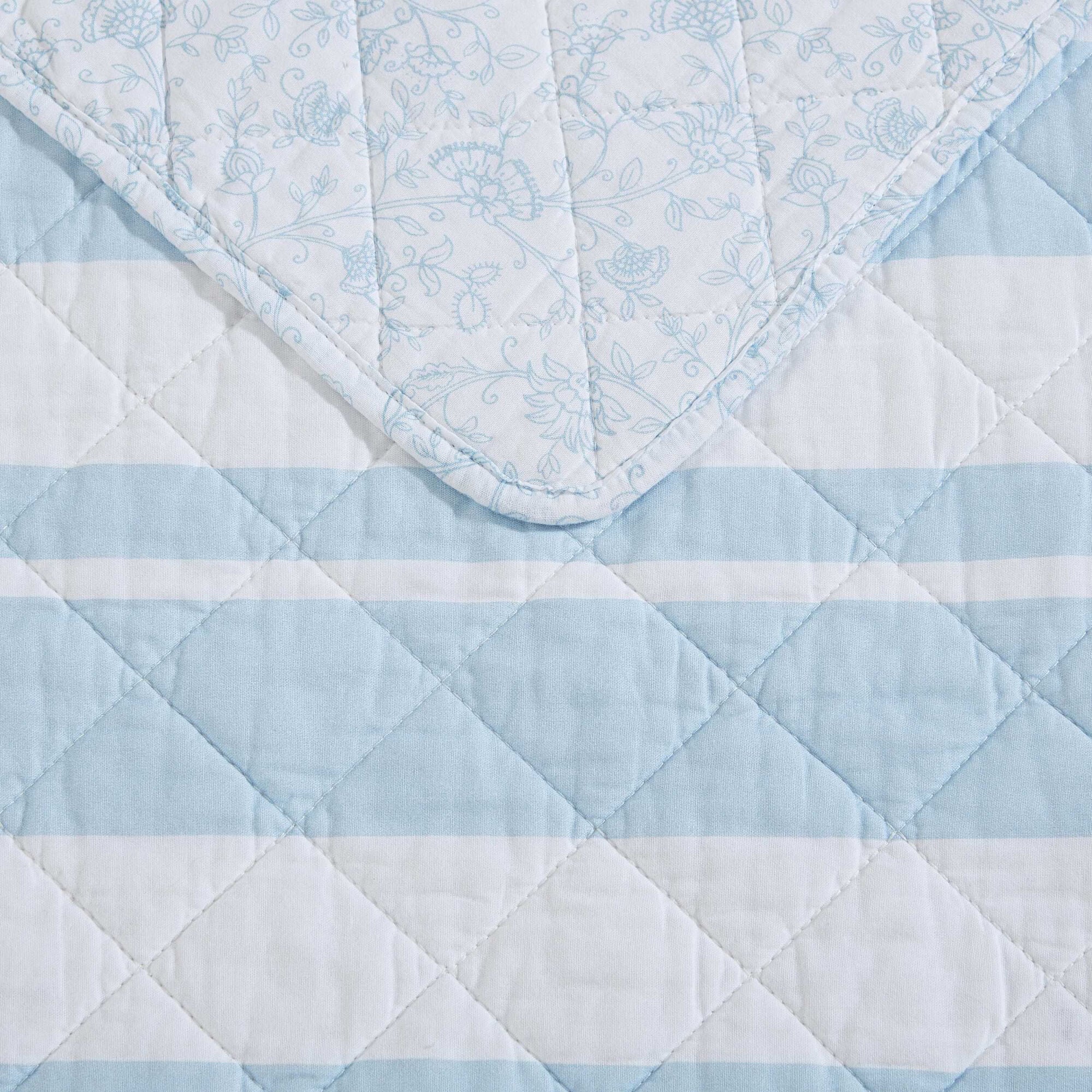 Nautica Seafront Stripe Blue Twin Quilt Set