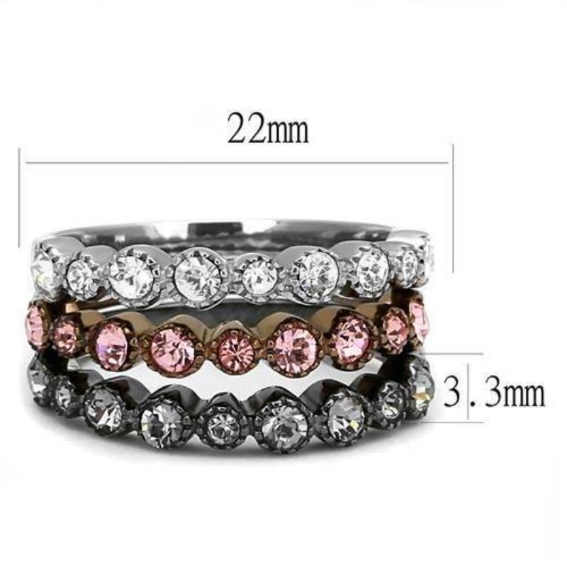 IP Light Black & IP Light coffee Stainless Steel Ring with Top Grade Crystal in Multi Color