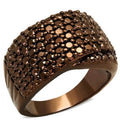 IP Coffee light Brass Ring with AAA Grade CZ in Light Coffee