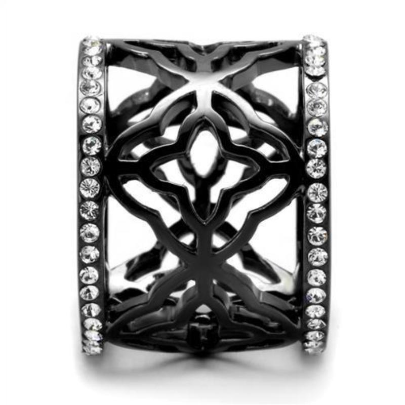 High polished (no plating) Stainless Steel Ring with AAA Grade CZ in Clear