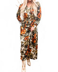 Abstract Rose Midi Dress - Plus In Rust/olive
