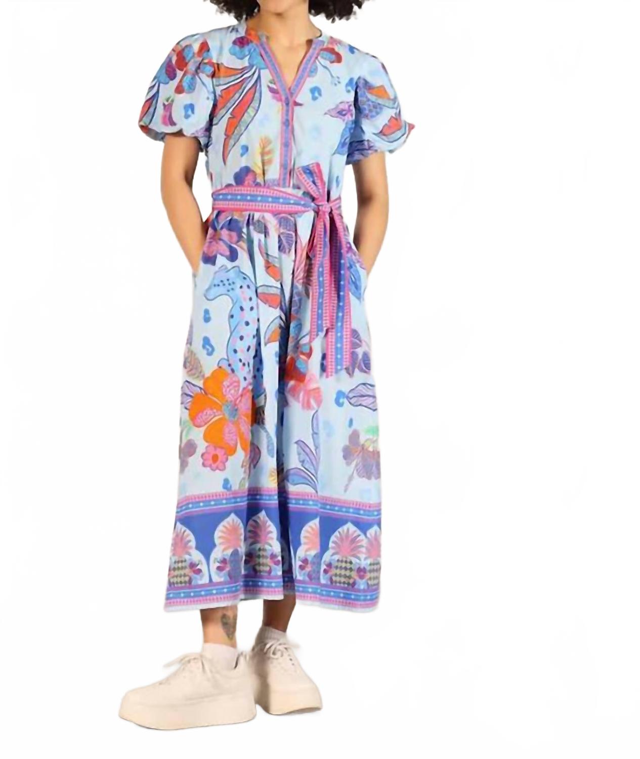Nova Midi Dress In Azure Safari