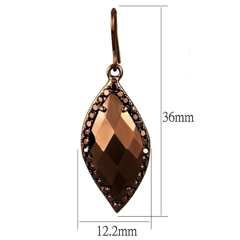 IP Coffee light Brass Earrings with AAA Grade CZ in Light Coffee
