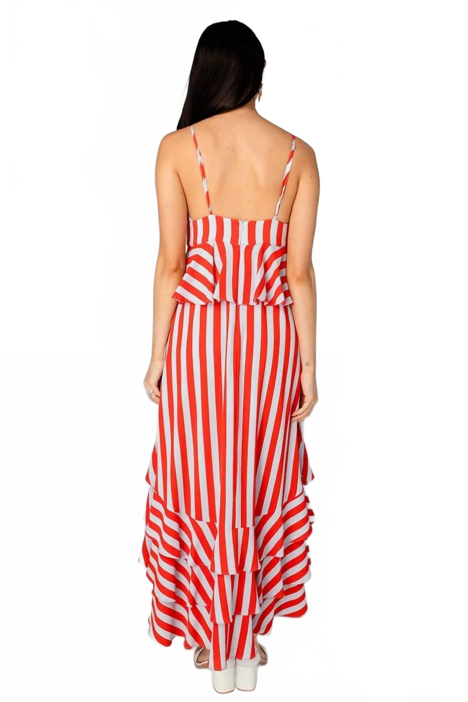 Georgia Nautical Dress In Red Striped