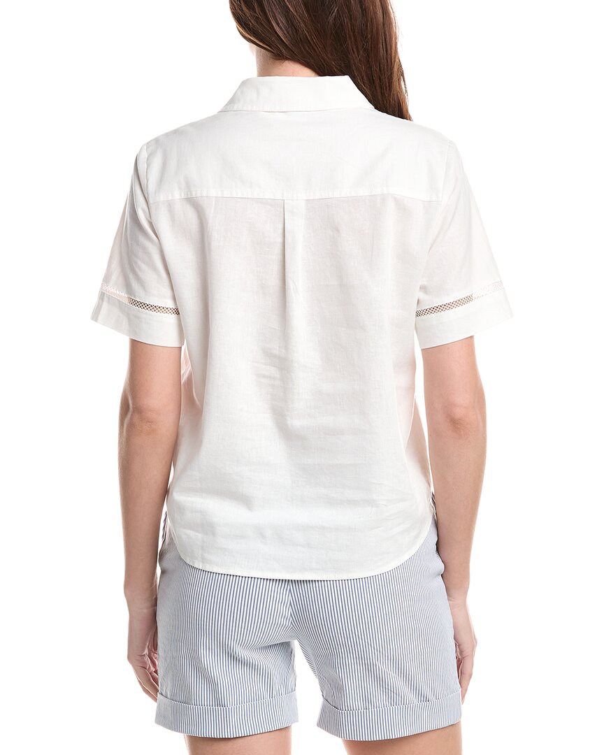 Renuar Woven Button Front Linen-Blend Blouse