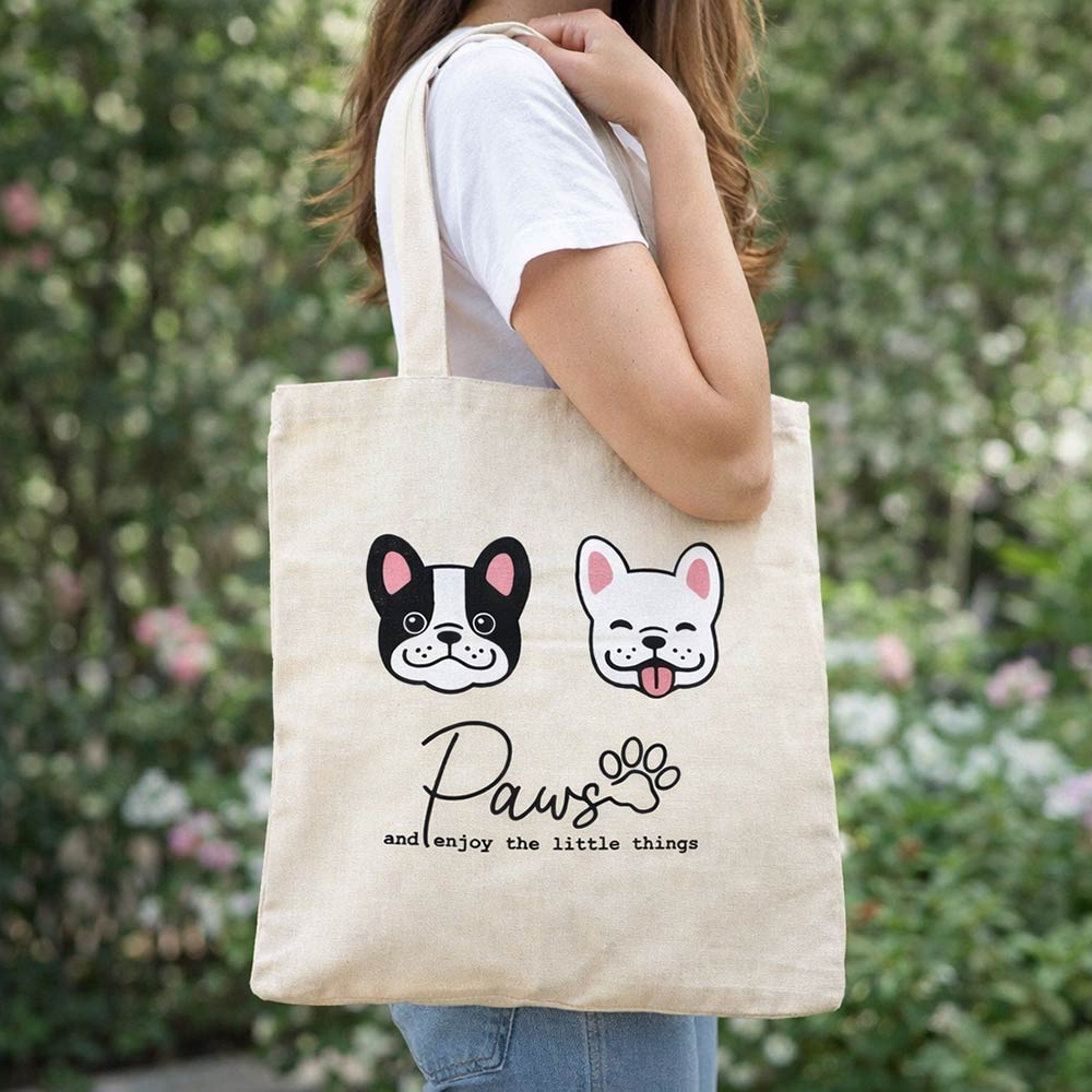PAWS Cute Dog Printed Shoulder Tote Bag