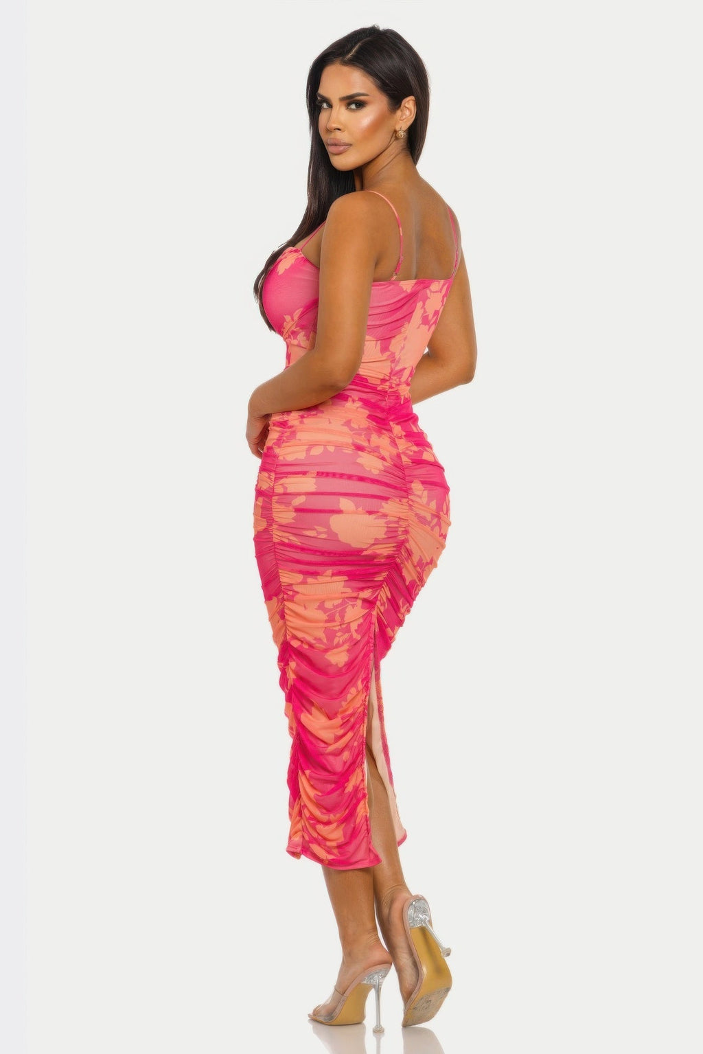 Sunset Bloom Mesh Dress