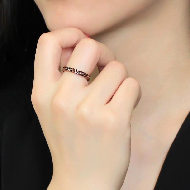 IP Coffee light Brass Ring with AAA Grade CZ in Brown