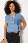 Women's Reworked Denim Short Sleeve Shirt