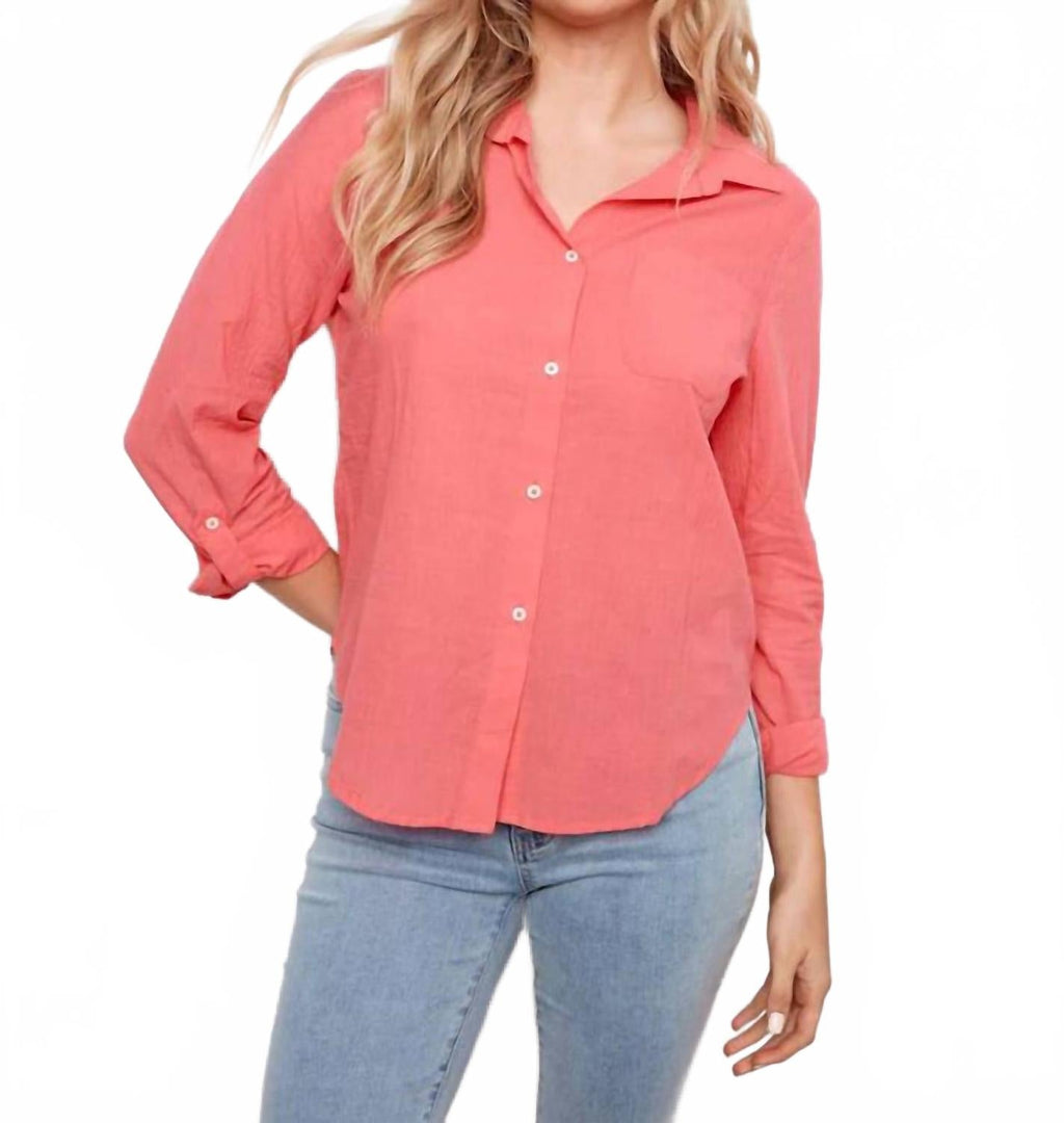 Cotton Button Up Shirt In Sorbet