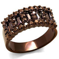 IP Coffee light Brass Ring with AAA Grade CZ in Light Coffee