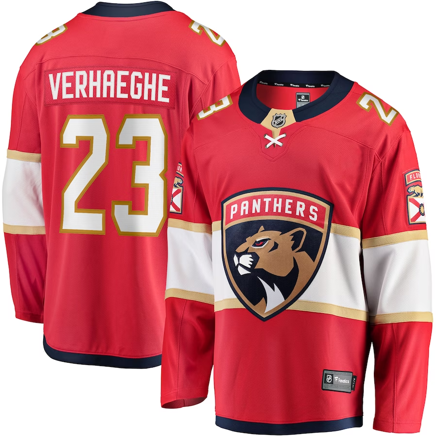 Men's Florida Panthers Carter Verhaeghe #23 Red Player jersey