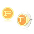 Gold Brass Earrings with Epoxy in Orange